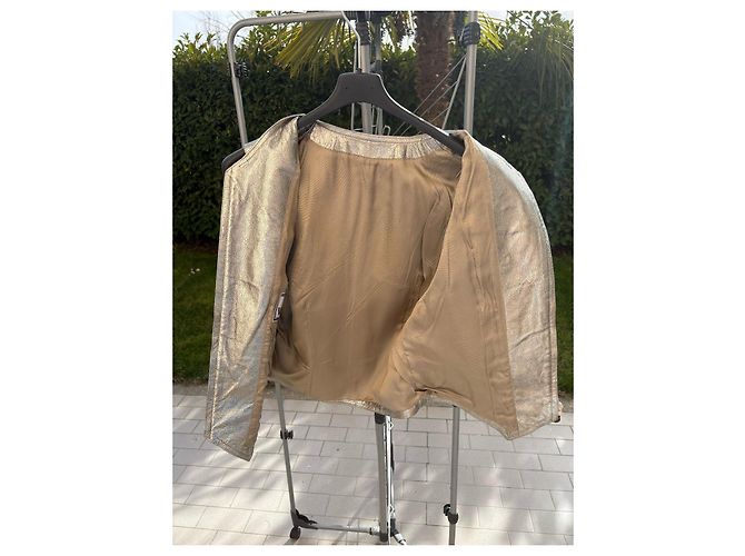 Gianni Versace Silver Metallic Leather Gilet Silvery - view 3