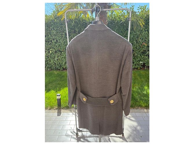 Gianni Versace Double-Breasted Grey Wool Coat - view 2