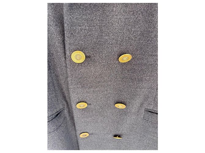 Gianni Versace Double-Breasted Grey Wool Coat - view 7