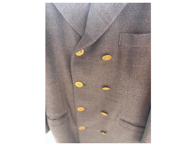 Gianni Versace Double-Breasted Grey Wool Coat - view 8