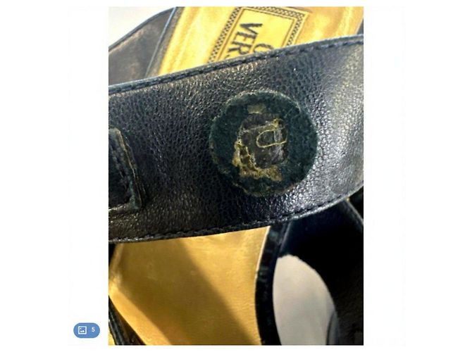 Versace Sandali con tacco in pelle nera Medusa Nero - vista 6