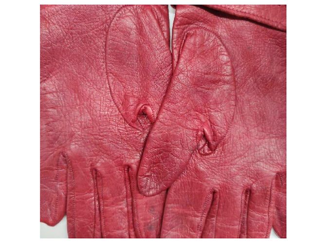 Versace Rote Lederhandschuhe mit Medusa - Ansicht 4