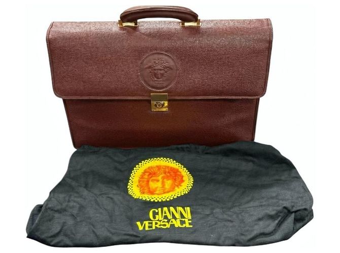 Gianni Versace Porte-documents en cuir marron Medusa - vue 2