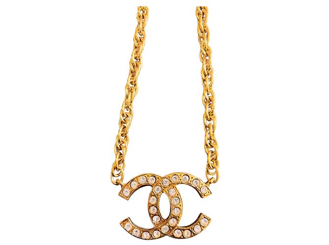 Chanel CC Gold-Plated Crystal Pendant Necklace - view 2