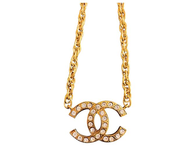 Chanel CC Gold-Plated Crystal Pendant Necklace - view 4