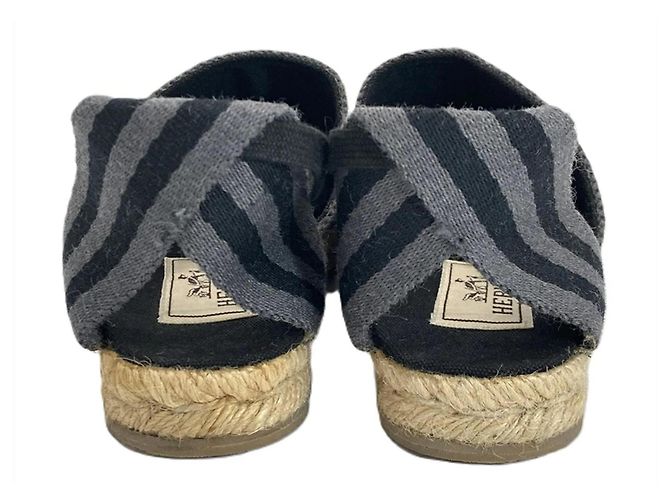 Hermès Espadrilles in Tela Nero Grigio - vista 2