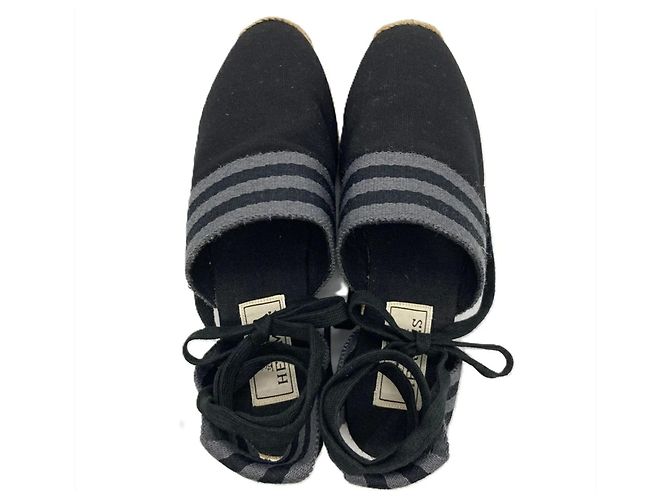 Hermès Espadrilles in Tela Nero Grigio - vista 3