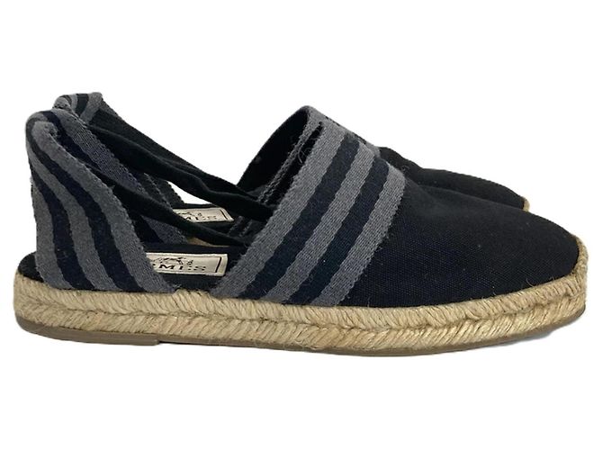 Hermès Espadrilles in Tela Nero Grigio - vista 6