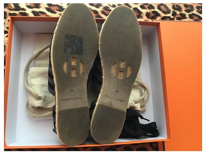 Hermès Espadrilles in Tela Nero Grigio - vista 7
