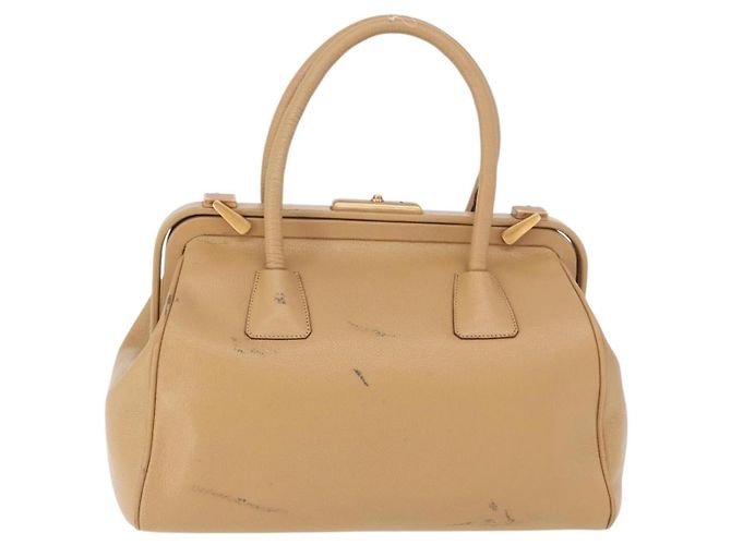 Prada Madras Cerniera Doctor Leather Small Beige - vista 2