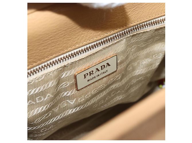 Prada Madras Cerniera Doctor Leather Small Beige - vista 6
