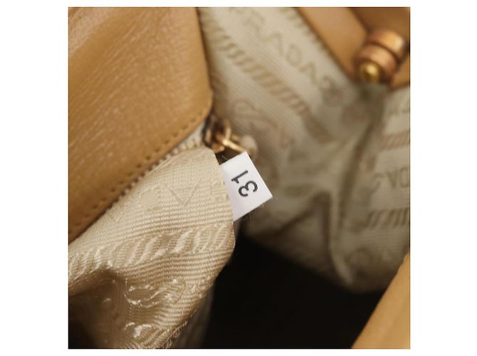 Prada Madras Cerniera Doctor Leather Small Beige - vista 7