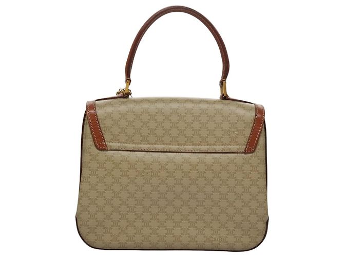 Céline Celine Vintage Convertible Top Handle Macadam Coated Canvas Medium Beige - vista 2