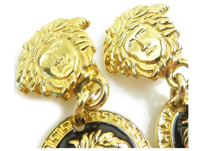 Versace Pendientes de clip Medusa Negro Dorado - vista 3