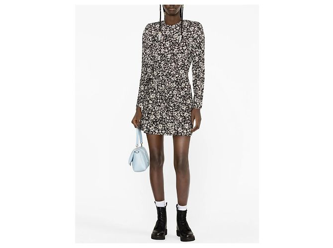 Isabel Marant Etoile Marant Étoile Abito Corto Dulce in Seta Nero e Bianco T36 - vista 4