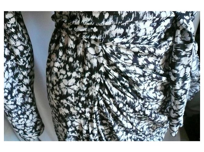 Isabel Marant Etoile Marant Étoile Abito Corto Dulce in Seta Nero e Bianco T36 - vista 8