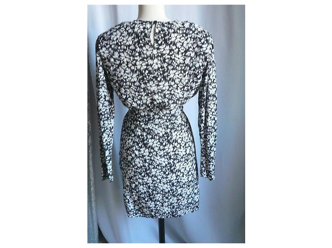 Isabel Marant Etoile Marant Étoile Abito Corto Dulce in Seta Nero e Bianco T36 - vista 9