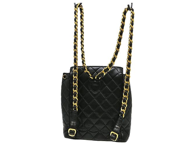 Chanel Duma Drawstring Backpack Quilted Leather Large Black - view 2