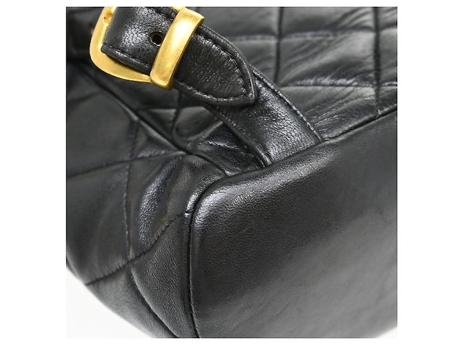 Chanel Duma Drawstring Backpack Quilted Leather Large Black - view 5