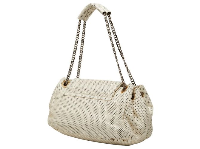 Borsa a tracolla Chanel Matelassé Coco Mark 2.55 Perforated Chain Bianco sporco - vista 2