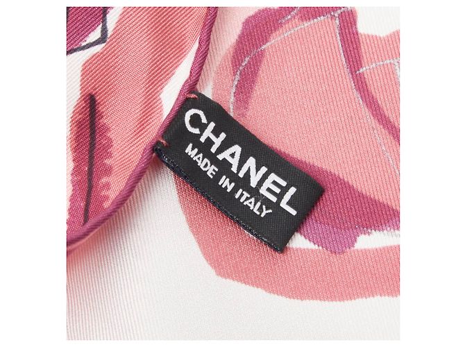 Chanel Coco Mark Camellia Flower Schal Weiß Mehrfarben - Ansicht 3