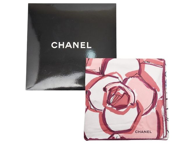 Chanel Coco Mark Camellia Flower Schal Weiß Mehrfarben - Ansicht 5