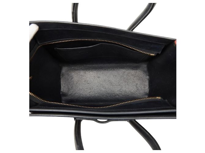 Céline Borsa Tote Celine Luggage Micro Shopper Nero Beige Arancione - vista 8
