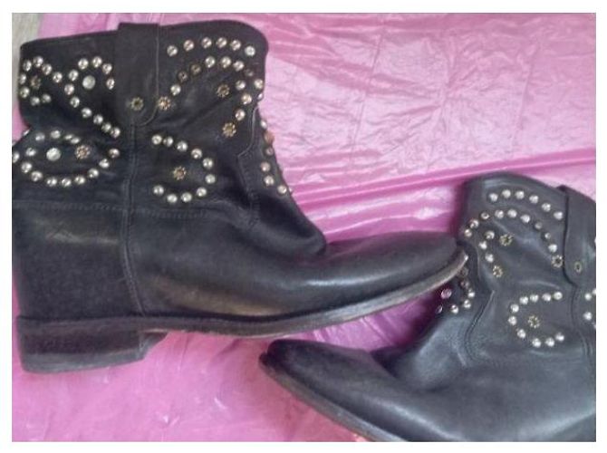 Isabel Marant Stivaletti Cowboy in pelle nera con borchie Nero - vista 2