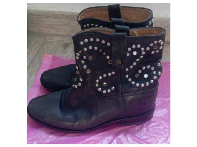 Isabel Marant Stivaletti Cowboy in pelle nera con borchie Nero - vista 5