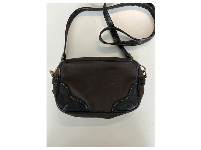 Jacquard Mini borsa a tracolla con zip Prada in tela e pelle Marrone - vista 2