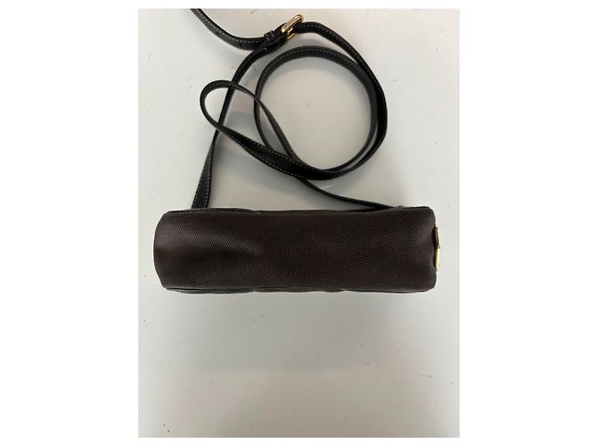 Jacquard Mini borsa a tracolla con zip Prada in tela e pelle Marrone - vista 3