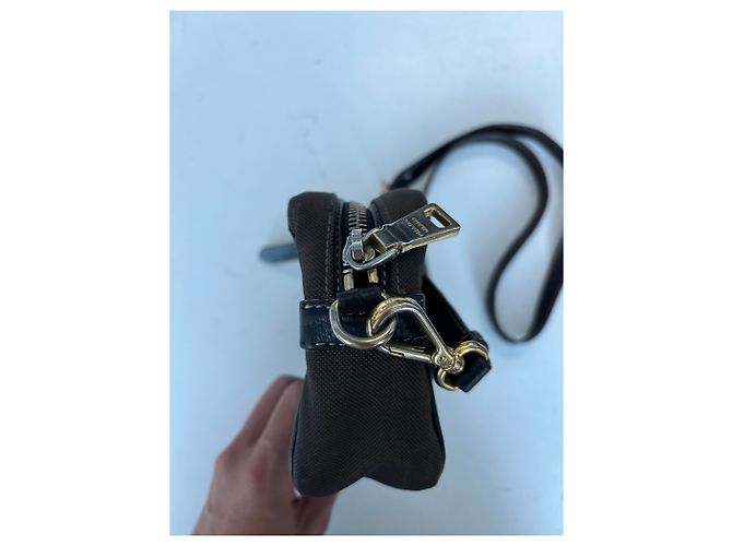 Jacquard Mini borsa a tracolla con zip Prada in tela e pelle Marrone - vista 4