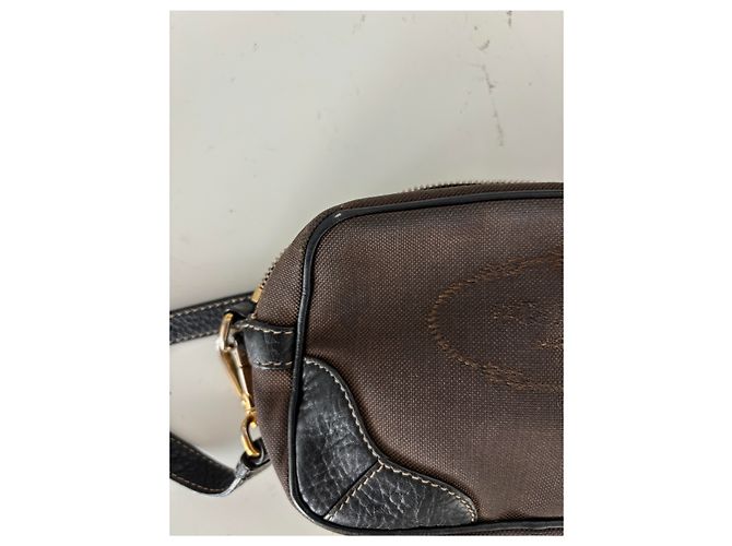 Jacquard Mini borsa a tracolla con zip Prada in tela e pelle Marrone - vista 6