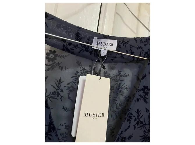 Autre Marque Musier Paris Top de encaje transparente Navy Floral Burnout Azul oscuro - vista 4