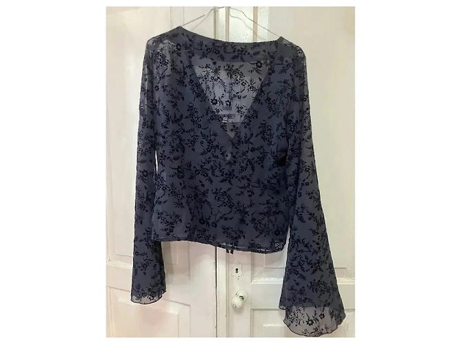Autre Marque Musier Paris Top de encaje transparente Navy Floral Burnout Azul oscuro - vista 6