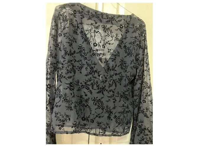 Autre Marque Musier Paris Top de encaje transparente Navy Floral Burnout Azul oscuro - vista 8