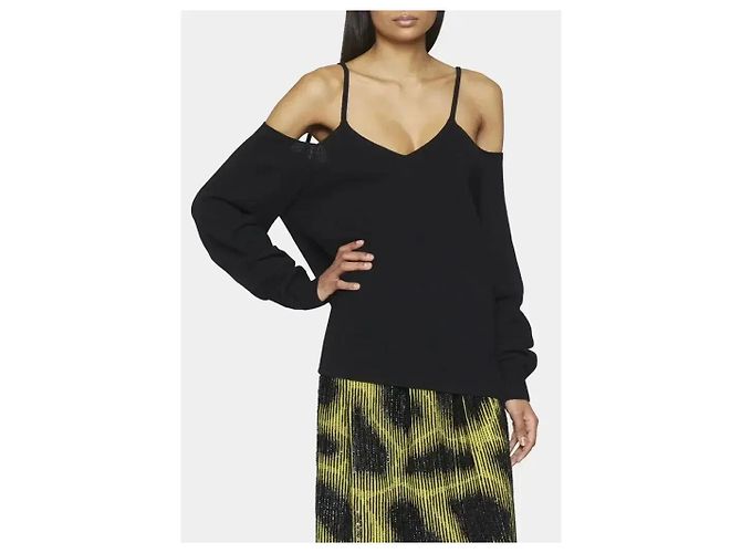 Maglione in lana merino nero con spalle scoperte Dries Van Noten - vista 8