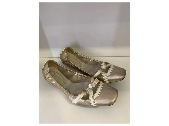 Bailarinas de cuero dorado TOD'S - vista 3