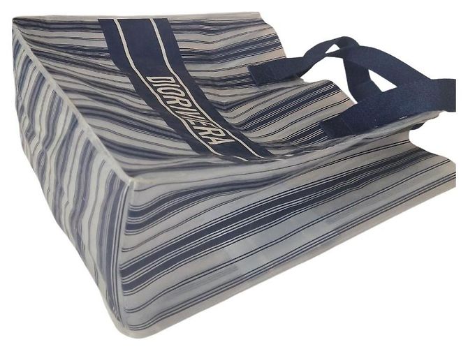 Christian Dior Borsa Tote Dioriviera a Righe Bianco Blu - vista 5