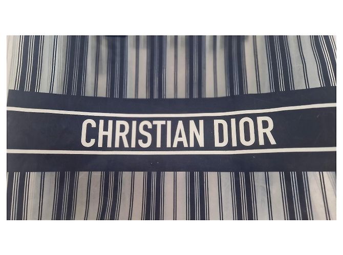 Christian Dior Borsa Tote Dioriviera a Righe Bianco Blu - vista 6