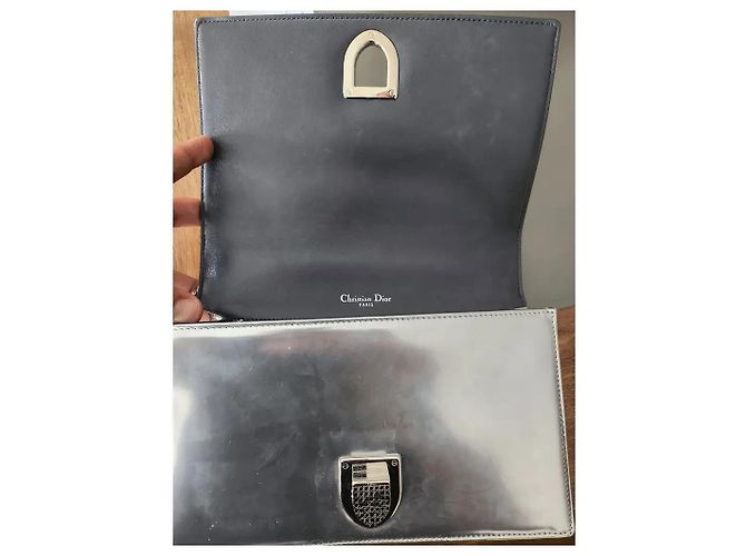 Borsa Dior Diorever in pelle argentata Argento - vista 4