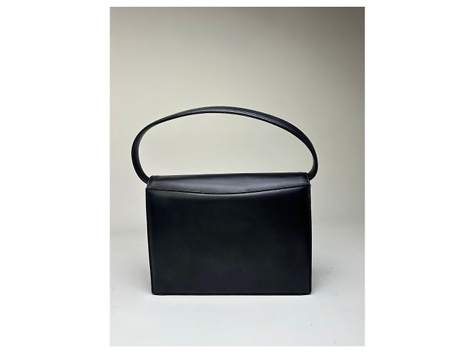 Vintage Givenchy Leder Schultertasche Schwarz Silber - Ansicht 2