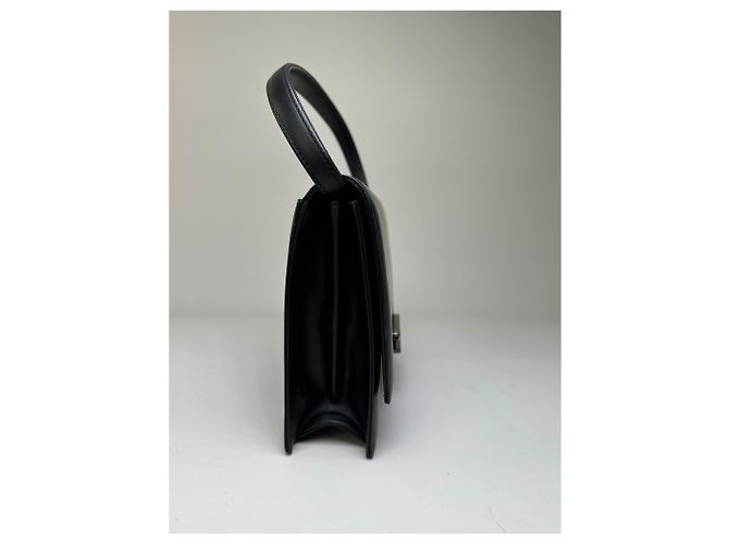 Vintage Givenchy Leder Schultertasche Schwarz Silber - Ansicht 4
