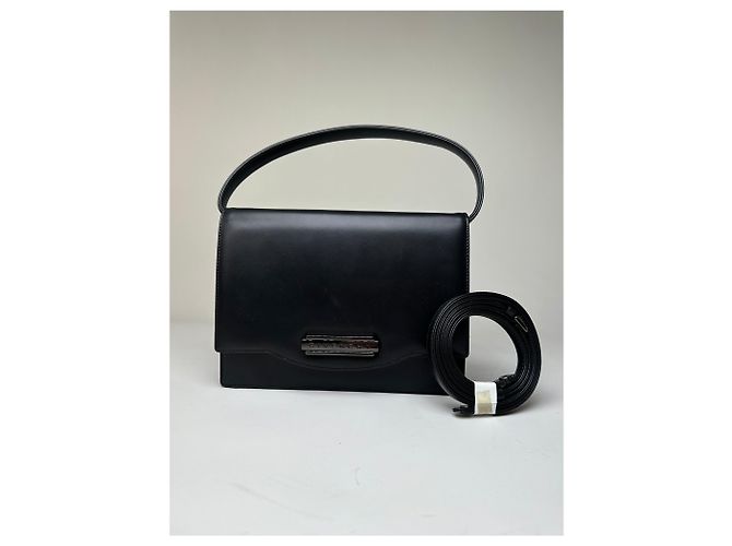 Vintage Givenchy Leder Schultertasche Schwarz Silber - Ansicht 5