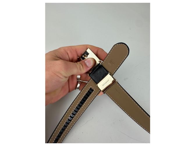 Yves Saint Laurent Vintage Saint Laurent Ledergürtel schwarz beige silber - Ansicht 3