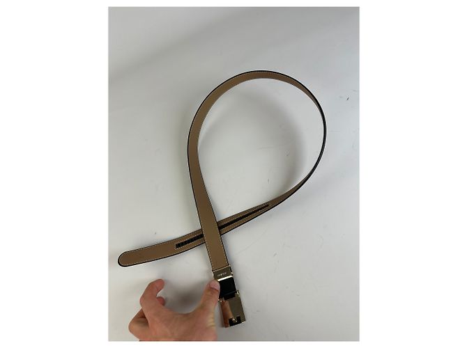 Yves Saint Laurent Vintage Saint Laurent Ledergürtel schwarz beige silber - Ansicht 4