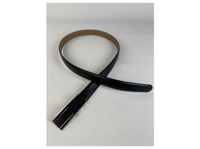 Yves Saint Laurent Vintage Saint Laurent Ledergürtel schwarz beige silber - Ansicht 6
