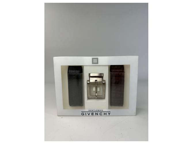 Vintage Givenchy Ledergürtel Schwarz Braun Silberschnalle - Ansicht 2