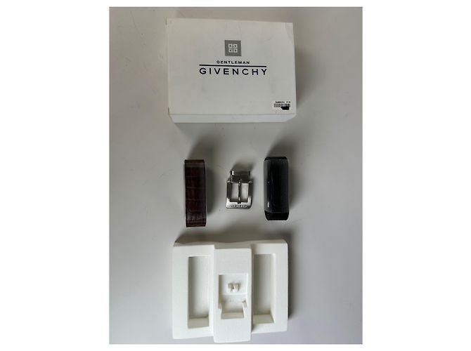 Vintage Givenchy Ledergürtel Schwarz Braun Silberschnalle - Ansicht 4