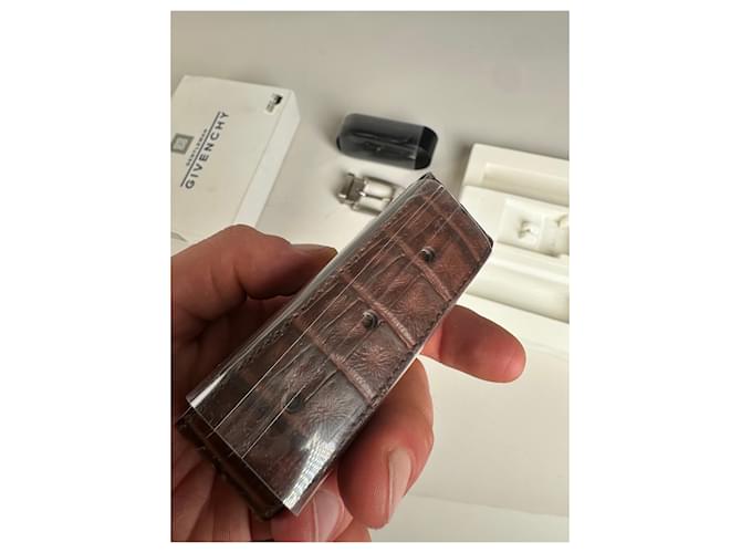 Vintage Givenchy Ledergürtel Schwarz Braun Silberschnalle - Ansicht 9